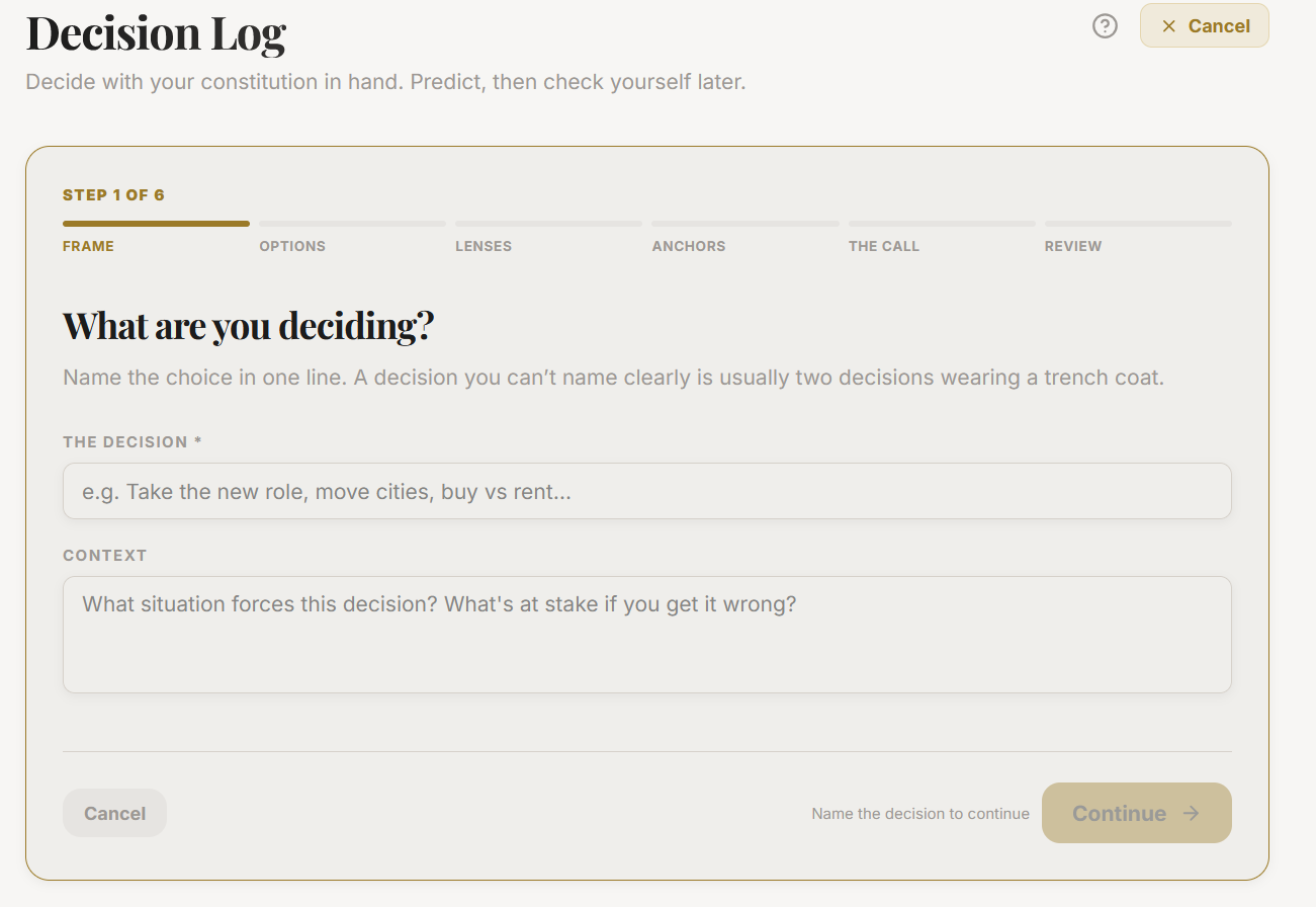 The Decision Journal guided flow