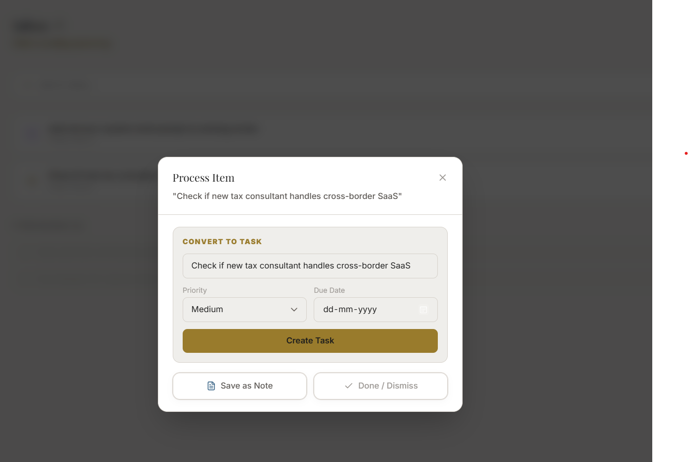 Processing an inbox item