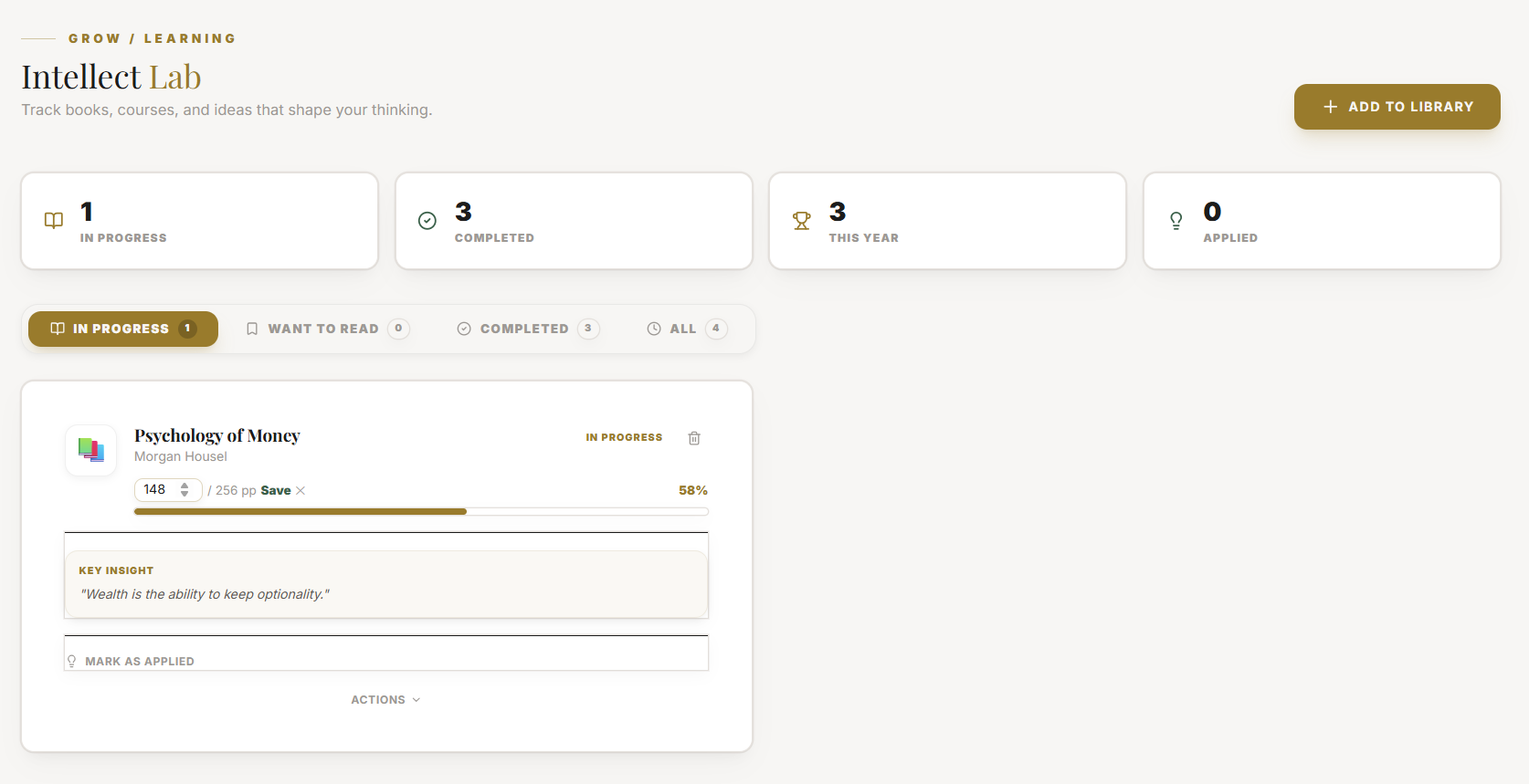 The Learning Log with an Applied section