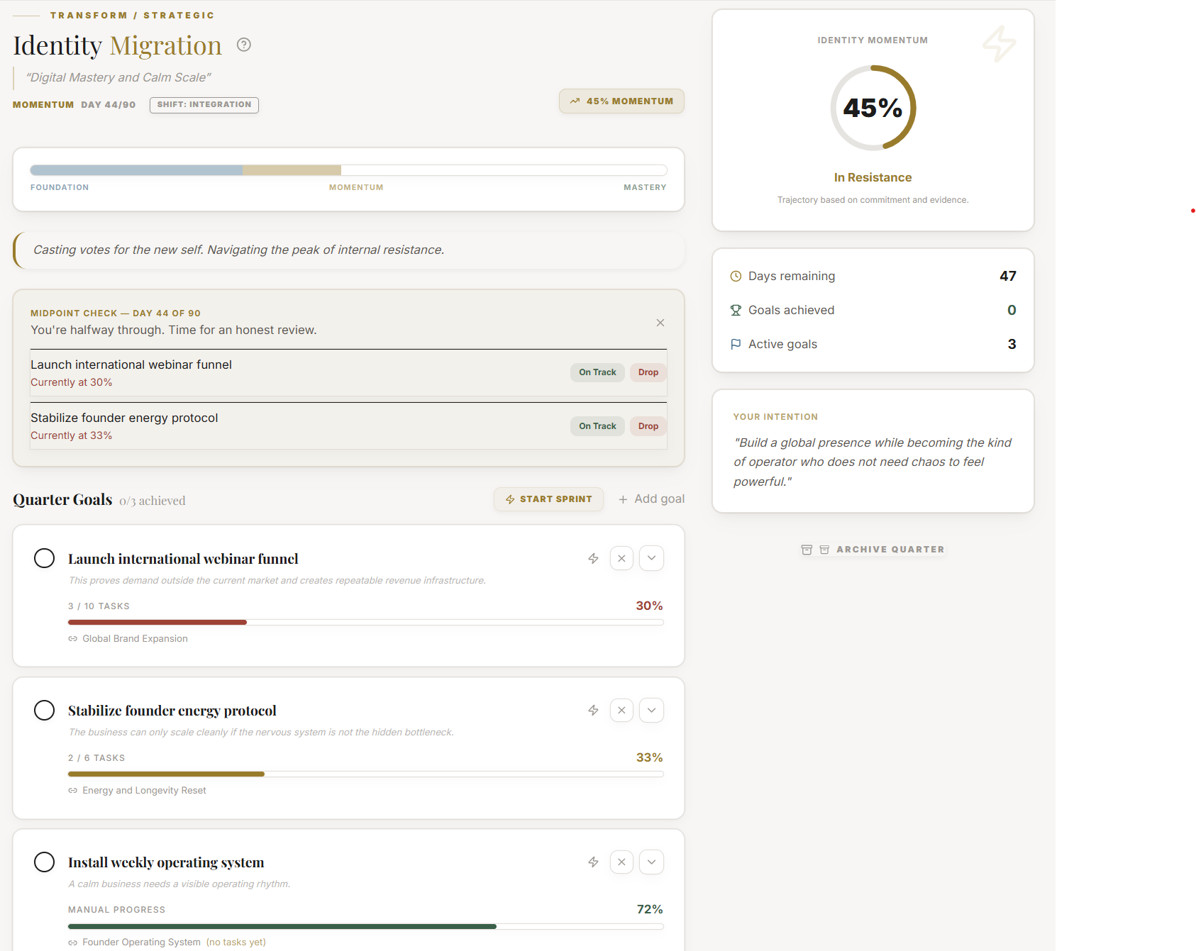 The Transform Journey view
