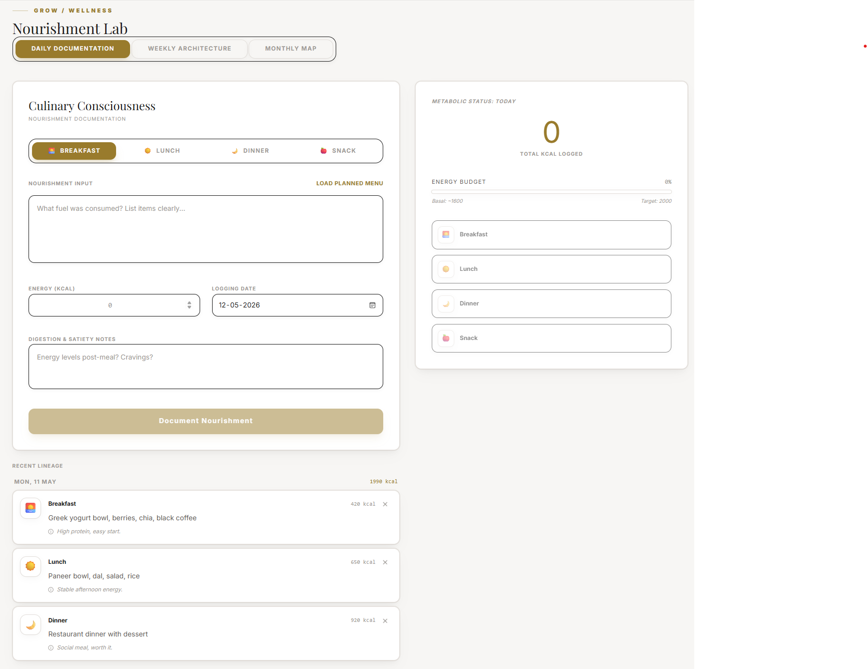 The Meals tracker